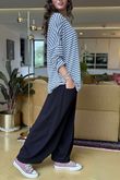 Made in Italy Perfect Breton V Long Sleeve Top Dark Grey - ** 